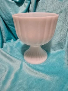 Vintage weiße Milchglas Kompott getäfelt Sockel Vase Schale - Bild 1 von 5