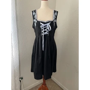 Scarlet Darkness XL Black Dress Lace Up Embroidered Sleeveless Fairy Renaissance - Picture 1 of 8
