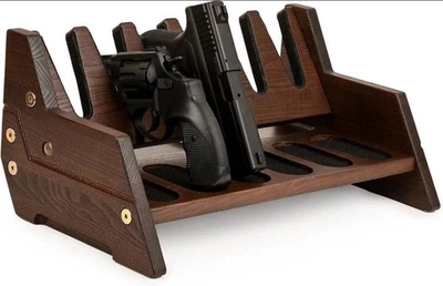 Estante para pistola de madera TESLYAR para caja fuerte para armas - almacenamiento 6 ranuras, marrón  Foto 1 de 4