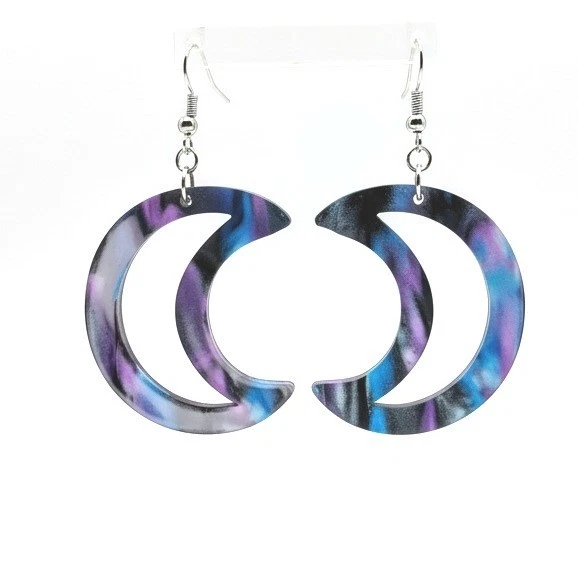 Висячие серьги небесная луна космический завиток фиолетовый синий черный каучуковый крюк - Изображение 1 из 1