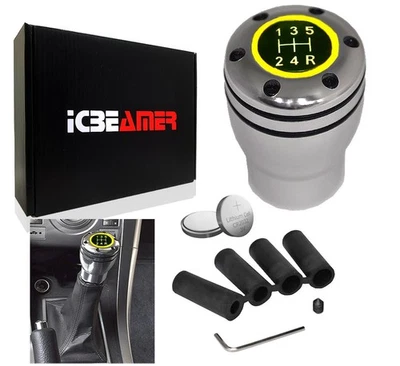 JDM Aluminum Shift Knob with Yellow LED Sport Race Manual Threaded Shifter R270 - Image 1 of 4