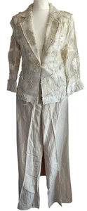 Peter Martin  Beige Linen Trouser Suit Frayed Design RRP £95 - #04 - Picture 1 of 14