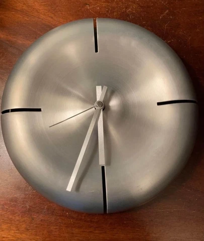 90s Karim Rashid Spun Aluminum Clock Gyro   Blobitecture 00s Design for Umbra Cover