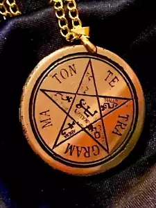 MAGIC PENTAGRAM OF SOLOMON TALISMAN SOLID BRASS Occult Amulet Magick Witchcraft - Picture 1 of 1