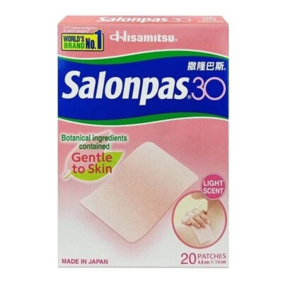 Salonpas 30 20 Pain Relieving Patches Gentle on the Skin 4.8 x 7.4cm 12/2026 - image 1 of 3