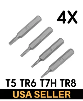 Torx Bits Set 4pcs 5/32 Inch Hex 4MM Magnetic T5 T6R T7 T8H Screwdriver Bit Set - Image 1 of 4