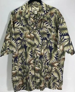 Camisa Aloha Island Connections L azul marfil hawaiano grullas y hojas de palma - Imagen 1 de 4