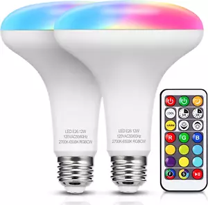 BR30 Color Changing Light Bulb, Rgb+Warm+Cool White LED Flood Lights, 12W(100W E - Picture 1 of 8