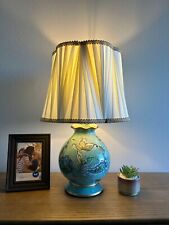 Ceramic Table Lamp Flowers Blue H22*W13 Inch