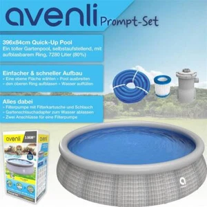 Pool Quick Up 396 x 84 cm Set Gartenpool Aufstellpool Schwimmbad grau mit Pumpe - Bild 1 von 8