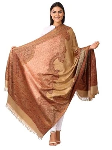 Women's Kashmiri Woolen Shawl Wrap Jacquard palla Warm and soft Faux Pashmina - Picture 1 of 4