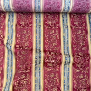 Luxury Curtain Fabric Heavyweight Upholstery/Drapery Material Red & Blue Floral - Picture 1 of 10