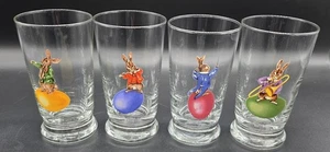 Vintage Set of 4 Williams Sonoma Easter Bunny Band Instruments Juice Glass - Picture 1 of 3