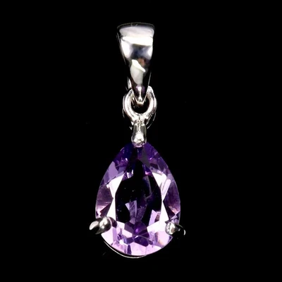 Black Friday 925 Sterling Silver Pendant Pear Amethyst 10x7mm Natural Jewelry - Image 1 of 4
