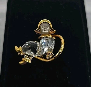 Swarovski Crystal Memories Child on Moon Brooch, Vintage Gold Toned Pin,... - Picture 1 of 7