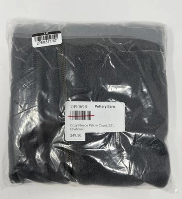 Pottery Barn Cozy Fleece Throw Pillow Cover 22”x22” Charcoal Gray NWT_#TI - Image 1 of 4