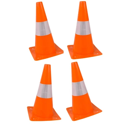 Orange Safety Cones - Hazard Cones (4Pc) 12" Hardware Plastic Safety Cone with R - Image 1 of 4