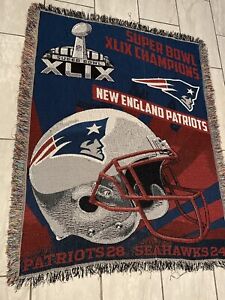Nfl Super Bow XLIX Tapestry Throw New England Patriots Vs Seattle Seahawks Woven