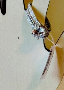 Size 12 JTV Rhodium Plated Sterling Bella Luce Simulated Diamond Wedding Set NWT - Picture 1 of 7