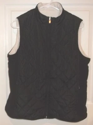 Womens IZOD~Reversible QUILTED VEST~size Large~NEW~Black White Winter Insulated - Image 1 of 4
