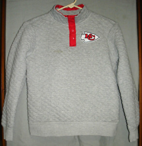 Kansas City Chiefs 4 Button Pullover - Womens Size M - G-III Apparel Gray