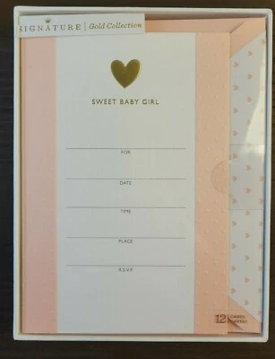 Hallmark Signature ~ Dulce Bebé Niña ~ 12 Invitaciones ~ SELLADO Foto 1 de 4