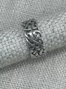 Anillo banda ancha grabado plata celta vintage años 90 talla S 925 - Imagen 1 de 22