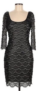 GUESS Los Angeles Womens Black Lace 3/4 Sleeve Lined Gold Zipper Dress Size 6 - Picture 1 of 19