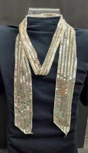 Menge 12 glitzernde Pailletten Schal Halstuch 61" x 2,5" beige - Bild 1 von 6