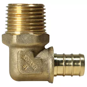 100 PIECES 1/2" PEX X 1/2" MALE NPT ELBOW BRASS CRIMP FITTINGS (LEAD-FREE) NSF - Picture 1 of 8