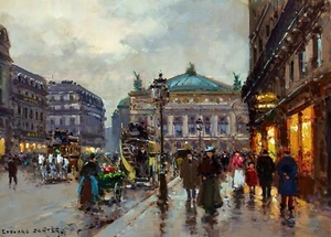 Paris Street Scene Painting by Edouard Leon Cortes Reproduction - Picture 1 of 3