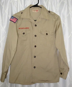 Boy Scouts of America Uniform Shirt Youth Size 14 Long Sleeves Tan Plain BSA - Picture 1 of 6