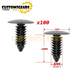 NEW 100X 8mm Bumper Clips Auto Car Hole Plastic Rivets Fastener Fender Push Pin - Bild 1 von 10