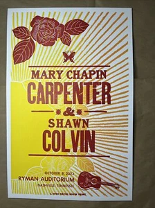 2023.10.08 Mary Chapin Carpenter & Shawn Colvin Hatch Show Print Poster @ Ryman - Picture 1 of 1