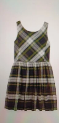 全新带标签 Polo Ralph Lauren 女孩格子绿色白色蓝色跳线连衣裙 14 码冬季秋季 — 第 1/2 张图片