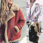 Women's Faux Fur Coat Lapel Cotton Top Coat Solid Color Zipper Long Sleeves Coat