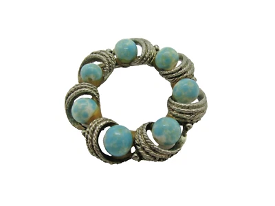 Broche Plateado con Piedra Larimar Elegante Prendedor Azul Foto 1 de 3