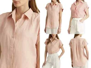 Ralph Lauren Linen Broono Dolman-Sleeve Shirt Blouse Tee Top L - Picture 1 of 7