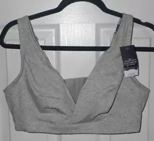 NEU Lane Bryant Cacique BH 42DD High Apex Plunge grau gerippt Baumwolle ungefüttert - Bild 1 von 10