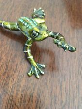Frog Collectible Open Close With Magnet Green With Decorative Stones HTF Ribbit