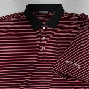 Camisa polo Peter Millar Summer Comfort para hombre extra grande roja negra a rayas golf - Imagen 1 de 7
