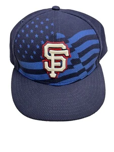 San Francisco Giants Hat Cap Mens Fitted 7 1/2 New Era American Flag 4th Of July - Picture 1 of 8