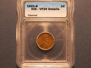 1921 S Lincoln Cent graded VF20 by ICG - Picture 1 of 4