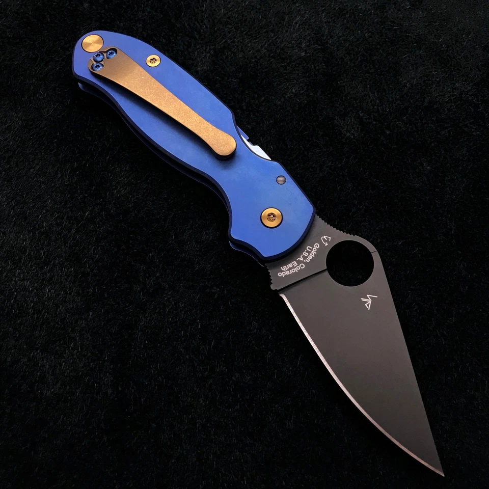  Spyderco Para 3 C223GPBK Blue Titanium Scales & Ti Hardware 3 options New - Image 1 of 1