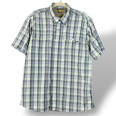 Eddie Bauer TraveX Shirt Mens L Gray/Yellow Plaid SS Vented Seersucker Button-Up - Image 1 of 4
