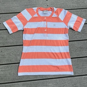 Lacoste: Vintage Striped Orange and Silver Polo. Women’s Size 36 (Small). - Picture 1 of 11