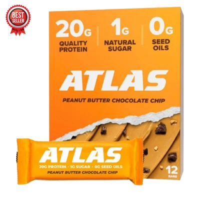 Atlas Protein Bar – 20g Clean Protein, Peanut Butter Chocolate Chip - 12 Count - Image 1 of 4