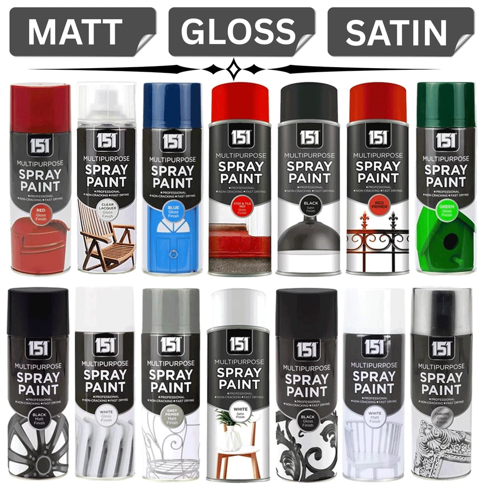 151 Spray Paint 400ml All Purpose Aerosol For Metal Plastic Matt Gloss Satin - Image 1 of 1