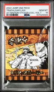 PSA10 Trafalgar Law One Piece Attention Sticker Collection Vol.1 - Picture 1 of 2