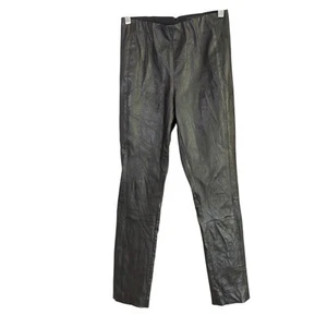 Rag and Bone Lamb Leather Pants Womens 6 Black Pull on Stretch Skinny - Picture 1 of 9